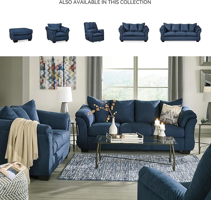 Signature Design by Ashley Darcy Casual Plush Sofa Dark Blue