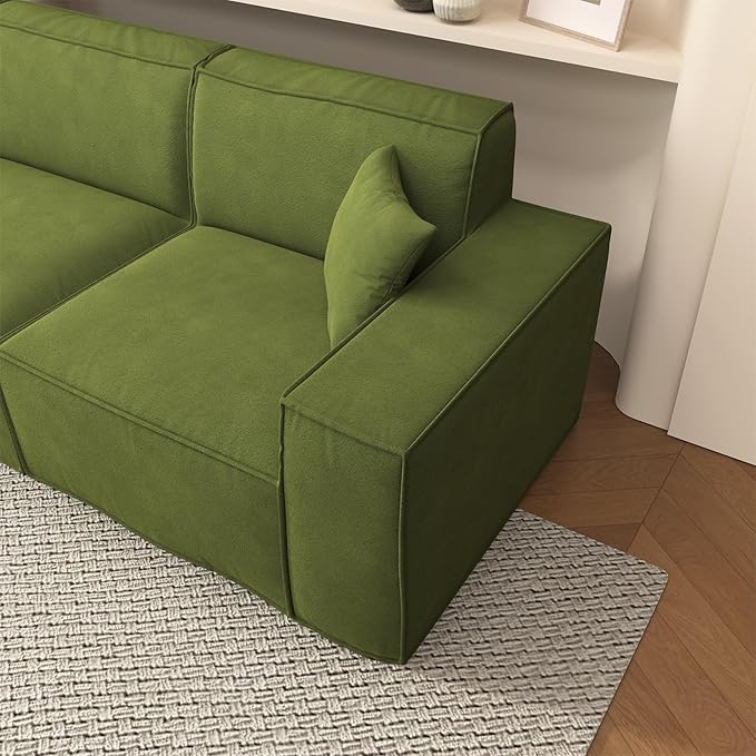 Cloud Modular Sectional Sofa Boneless Couch Sectional Couches with Deep Seat Loveseat Couch for Living Room Chenille Memory Foam Sofas No Assembly RequiredGreen