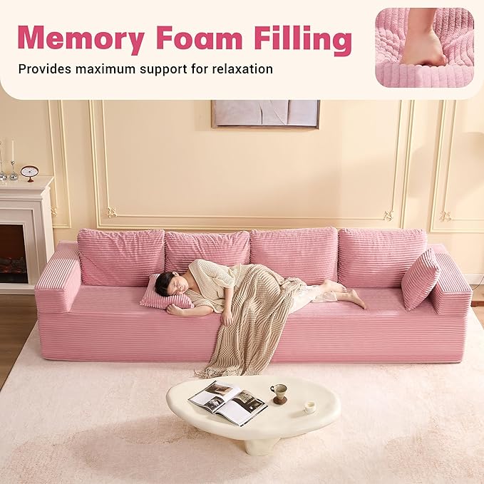 138 Modular Sofa Memory Foam Sectional Couches for Living Room Set of Sleeper Sofa Bed Corduroy Pink