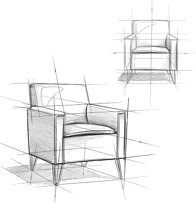 SIMPLIHOME Warren 28 inch Wide Mid Century Modern Accent Chair in Slate Grey Woven Fabric for the living and family room