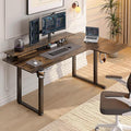L Shaped Electric Standing Desk 71x43'' Computer Desks with 2 Monitor Shelves Dual Motor and Memory Controller Gaming Corner Desk Adjustable Height from 28-46'' for Home Office Rustic Brown