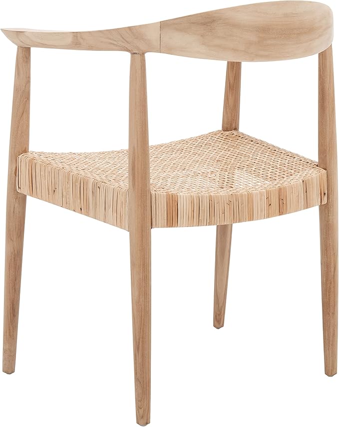 SAFAVIEH Home Collection Sijo Natural Teak Wood/Natural Rattan Accent Chair (Fully Assembled)