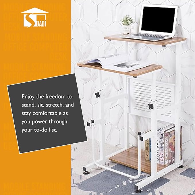 SDADI Adjustable-Height Standing Desk 2-Mode Modern Standing and Sitting Desk Light Grain