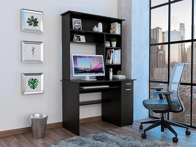 Computer Desk Office Writing Work Study Table with Ample Legroom Home Office Furniture for Study and Home Office Black