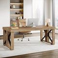 Tribesigns 70.87 Inches Executive Desk Large Wooden Computer Office Desk with Strong Double Pedestal Modern Simple Workstations Study Writing Table Business Furniture for Home Office Brown