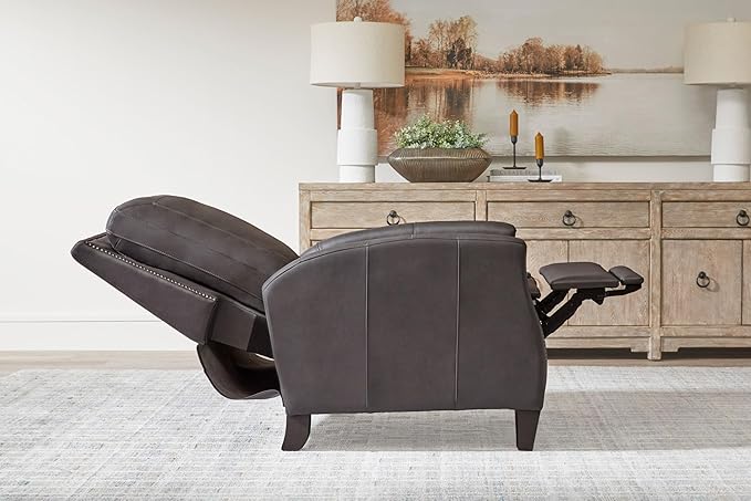 Parker Living Hunter - Echo Grey Leather Recliner Chair Manual Pushback Recliner Top Grain Leather with Match Comfortable Seating for Living Room Relaxation