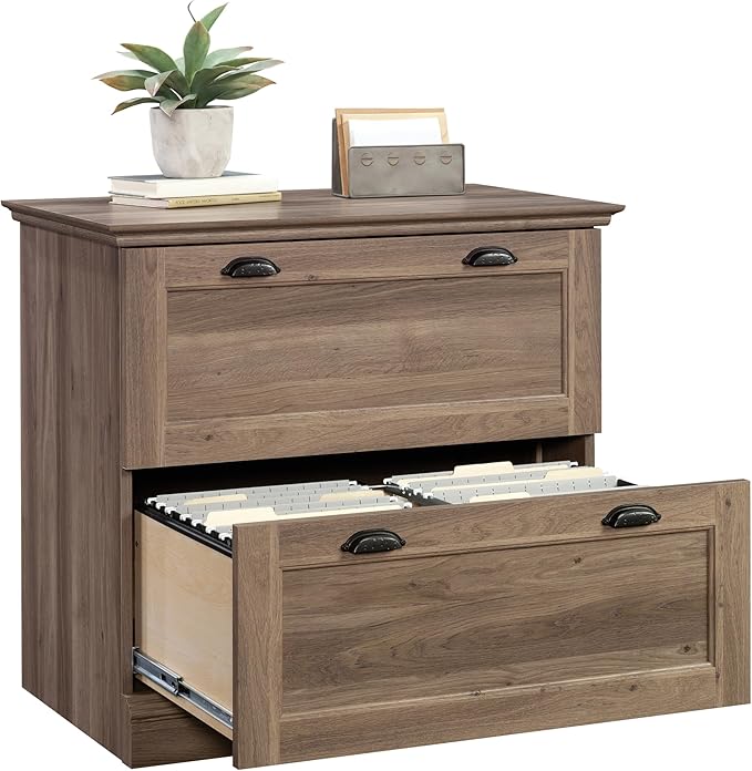 2 Drawer Small File Cabinet with Lock Under Desk Locking Storage Drawers Organizer for HomeModern Office Engineered Wood Filing Cabinets FurnitureBrown