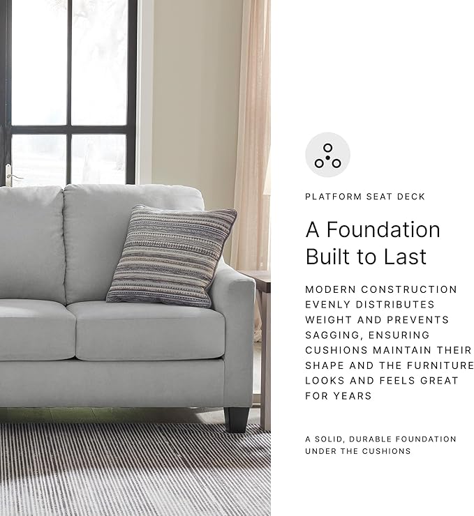 Signature Design by Ashley Adlai Casual Sofa with 2 Toss Pillows Light Gray