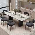 Boucle Dining Chairs Set of 6 Teddy Upholstered Dining Room Chairs Kitchen Chair with Metal Legs Mid Century Modern Chair for Dining Room Kitchen (Black Frame+Black 6)