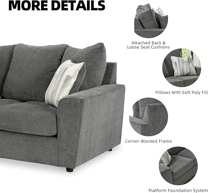 Signature Design by Ashley Stairatt Casual Loveseat with Flared Arms Gray