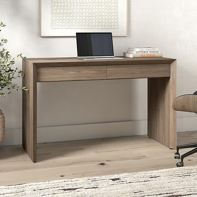 Henn&ampHart 48 Modern Rectangular Wooden Home Office Desk Computer Desk Writing Table with 2 Storage Drawers for Home Office Weathered Gray
