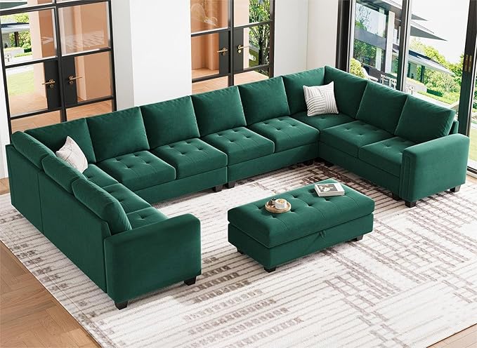 Belffin Single Seat Module for Modular Sectional Sofa Green