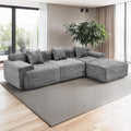 119 Modular Sectional Sofa Cloud-Style Chenille Couch with Deep Seats &amp Chaise No Assembly Compression Sectional with Throw Pillows for Living Room Apartment Bedroom Grey
