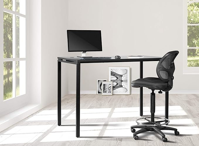 OSP Home Furnishings Prado Home Office Writing Desk 60 Inches Wide x 42 Inches High Black