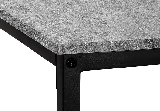 Monarch Specialties 7392 Computer Desk Home Office Corner 58 Shape Work Laptop Metal Laminate Contemporary Modern Desk-58 L/Grey Stone-Look/Black 58.25 L x 44 W x 30 H
