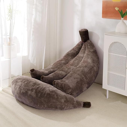 Banana Bean Bag Chair with Ottoman Floor Sofa Bed with Footrest Comfy Convertible Lounger for Teens &amp Adults Plush Couch for Bedroom Living Room or Dorm M-Coffee