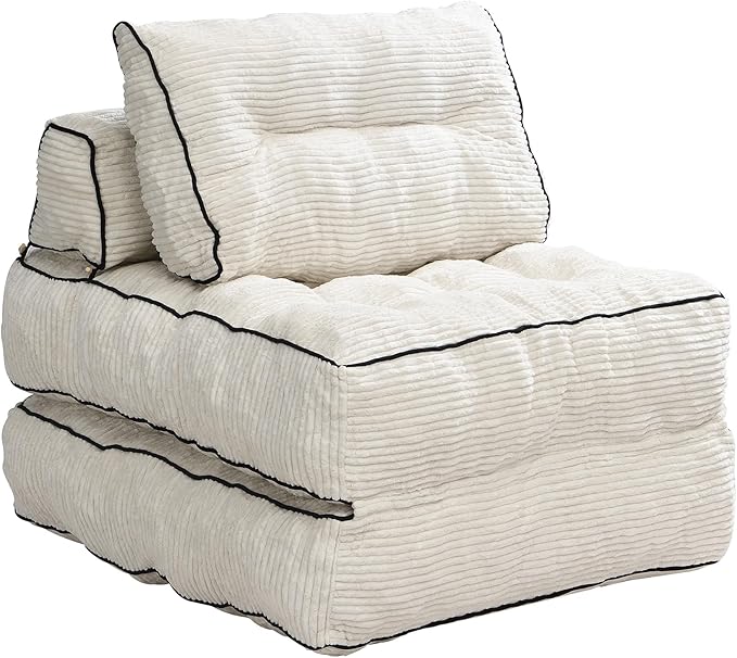 Ball &amp Cast Folding Sofa BedConvertible Sleeper Chair with Pillow &amp Back SupportFoldable Mattress with Back SupportPortable Futon Sofa Bed for Living Room BedroomBeige