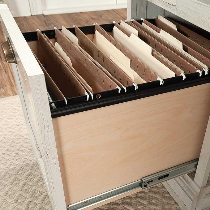 Sauder Barrister Lane Executive Desk White Plank Finish