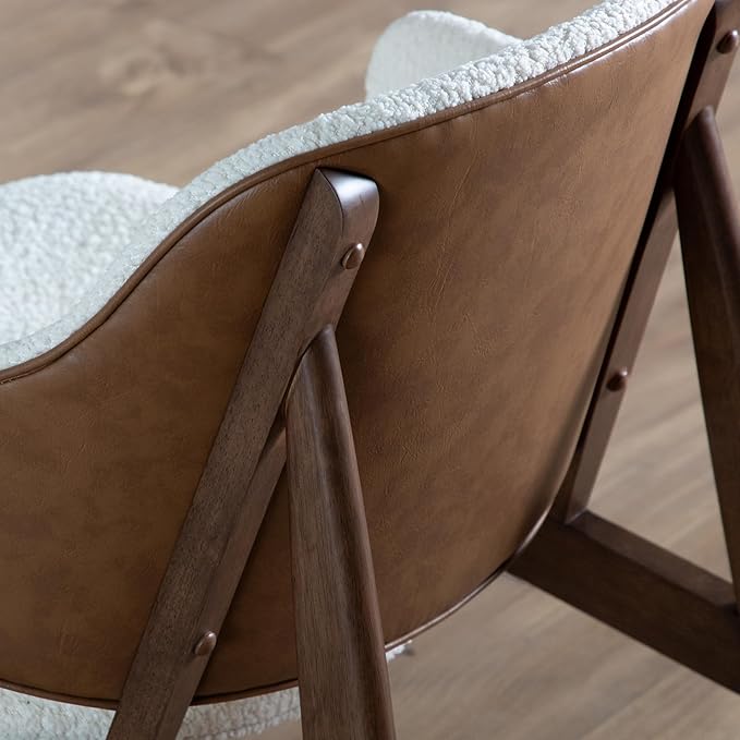 Furniture of America Callum Mid-Century Modern Solid Wood Brown Accent Chair with Wingback Comfortable Upholstered Seating for Home Office Living Room Walnut