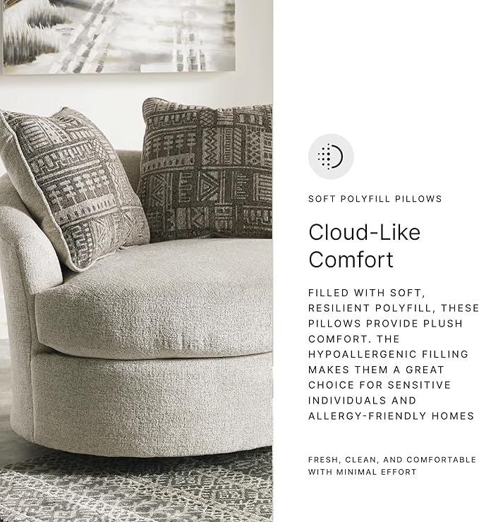 Signature Design by Ashley Soletren Contemporary Chenille 360-Degree Swivel Accent Chair Off-White