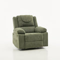 Swivel Rocker Recliner Chair for Adults with Massage and Heat Oversized Linen Fabric Glider Nursery Chair with Deep Seat High Backrest Upholstered Single Sofa for Living RoomGreen