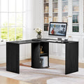 Home Office Desk L Shaped 51-Inch Small Space Modern Office Computer PC Desk with Storage File Cabinet and Reversible Tabletop Corner Work Table for ExecutiveStudyWriting - Black