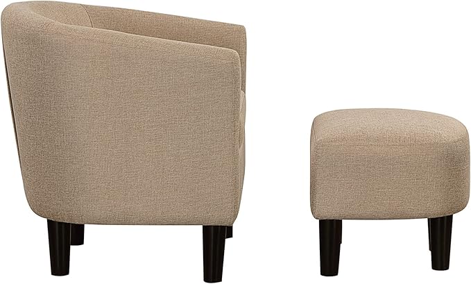 Convenience Concepts Take a Seat Churchill Accent Chair with Ottoman Tan Fabric