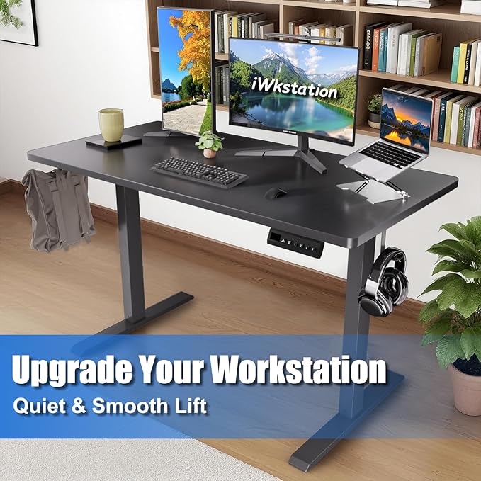 Whole Piece Standing Desk with Wheels Adjustable Height- Mobile Stand up Desk with Lockable Casters Portable Sit Stand Desks Electric for Home &amp Office Workstation