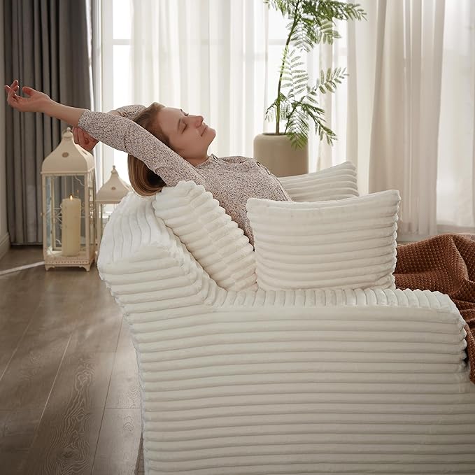 KEIKI 66 Oversized Chaise Lounge Chair Indoor No-Assembly Modern Boneless Chair for Living Room Relaxation Reading Napping &amp Daily Lounging Plush Comfy Sleeper Style for Home Comfort