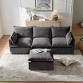 93 Inch L-Shaped Couch Sofa with Ottoman Modular Sectional Sofa with 4 Seats and Pillows for Living Room Modern Minimalist Chenille Fabric Large Comfy Cloud Furniture DIY Combintion (Gray-93inch)