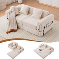 Cloud Modular Sectional Sofa Foldable Floor Couch Bed Convertible Sleeper Sofa Bed Fold Out Boneless Couches for Living Room Office Guest Room Apartment (Loveseat Beige)