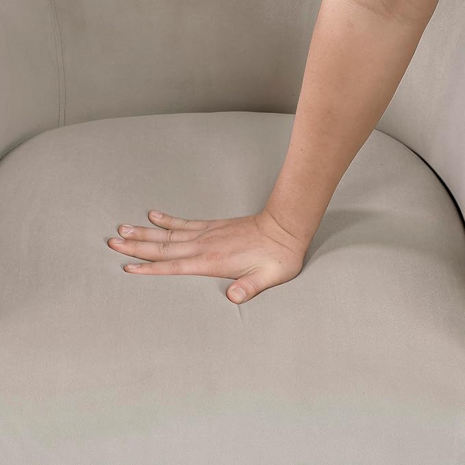 Lexicon 360 Degree Swivel Accent Chair Modern Comfy Velvet Barrel Chair Diamond Stitched Details Plush Foam Cushions Metal Swivel Base for Living Room/Bedroom/Apartment/Office Taupe