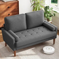 Vesgantti Loveseat Sofa with Solid Wood Legs 48 Small Couches for Small Spaces Love Seat for Living Room Bedroom Easy Assembly Mid Century Modern Couch with Throw Pillow for Apartment Grey