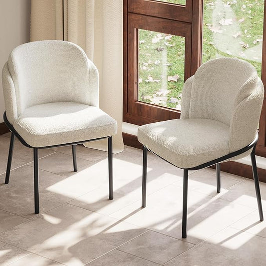Upholstered Dining Chairs Set of 2 Modern Kitchen Chairs with Velvet Back Fabric Side Chair with Metal Legs for Kitchen Restaurant