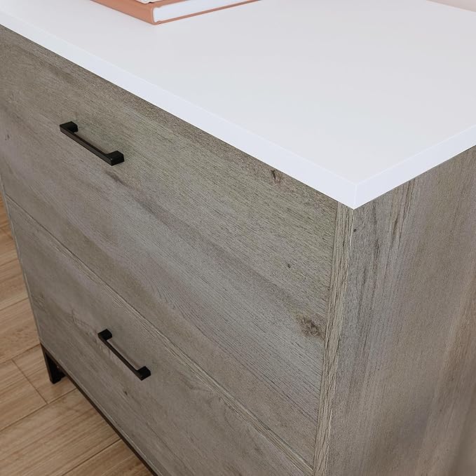 File Cabinet with Lock 2 Drawer Modern Farmhouse Small Storage Cabinet Organizer for HomeOffice Under Desk Locking Drawers Filing CabinetsBrown