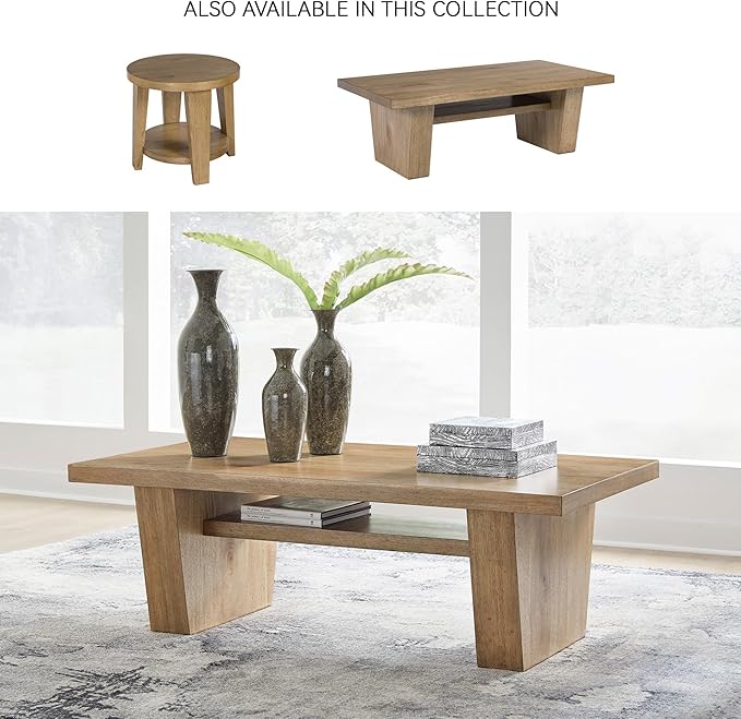 Signature Design by Ashley Kristiland Classic Cocktail Table with 1 Lower Shelf Light Brown