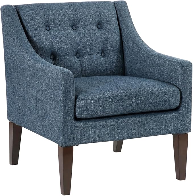 Blue Button-Tufted Fabric Accent Chair - Contemporary Living Room Furniture Perfect for Small Spaces