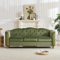 HITHOS 78 Velvet Sofa Couch Soft 3 Seater Sofa Couche for Living Room Button Tufted Comfy Couch Modern Sofa with Upholstered Cushion Gold Trim Solid Wood Legs for Dorm Bedroom Apartment Green