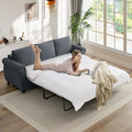 Pull Out Sofa Bed with Mattress Included Convertible Futon Oversized Chenille 3 Seater Loveseat Sleeper Sofa Couch Bed with Rivet Decoration &amp Rolled Arms for Guest Room Office Living Room Grey