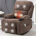 Rocker Recliner Chair with Massage and Heated 360°Swivel Rocking Manual Recliner Chairs with Cup Holders Remote Control for Living Room (Brown)