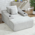 67inch Chaise Lounge Chair Indoor Upholstered Corduroy Couch with 2 PillowsComfy Fluffy Cloud CouchSingle Sleeper Sofa Chair for Livingroom (Light Gray 46.5W X 67D with Cup Holder)