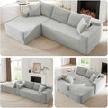 104 Boneless Sectional Couches L Shaped Couch with Deep Seat for Living Room Apartment Corduroy Memory Foam Couch with Comfy Pillows (Light Grey Left Chaise)