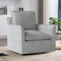 Bonzy Home 34 Swivel Accent ChairWide Upholstered Square Armchair with Thick Padded Backrest Cushion Swivel Reading Chair for Living Room Bedroom Small Spaces Blue Stripe