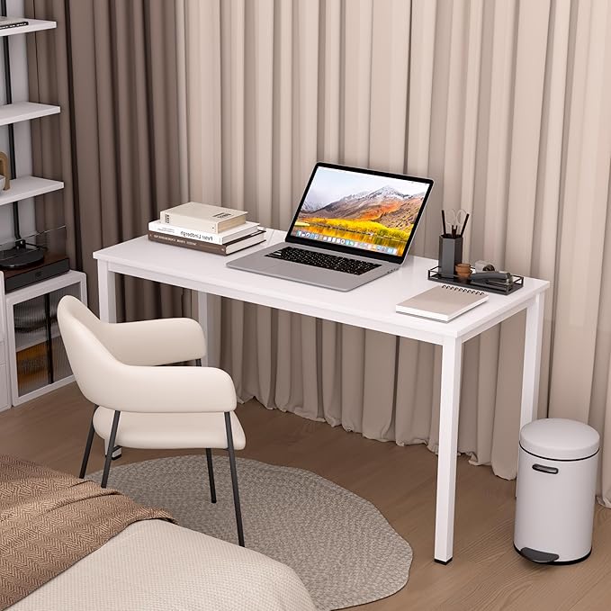 Computer Desk for Small SpaceModern Simple Laptop DeskComputer Table Study Writing Desk for Home OfficeDining RoomLiving Room (White 55 * 23.5in)