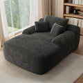 65'' Chaise Lounge Chair Indoor Grey Plush Corduroy Cloud Couch Fluffy Oversized Sofa Bed for Bedroom Living Room Comfy Boneless Reading Longue Chair Sleeper Sofa No Assembly