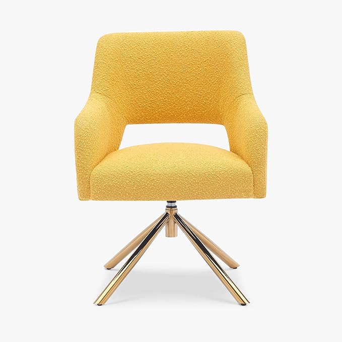 WestinTrends Genevieve Mid-Century Modern Wide Boucle Swivel Accent Arm Chair Mustard