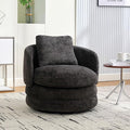 30 Modern Round Chenille Barrel Accent Chair 360° Swivel Ergonomic Comfy Upholstered with Pillow for Living Room Bedroom Reading Room Balcony Lounge Dark Gray