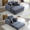 HANXIN 62 Chaise Lounge Chair Indoor Oversized Corduroy Boneless Convertible Chaise Lounge Couch Sleeper Chair with Ottoman Deep Seat Reading Chair No Assembly Required (Grey)