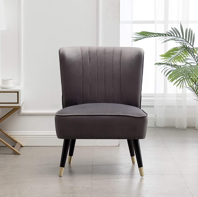 Elon Contemporary Velvet Upholstered Accent Chair Gray