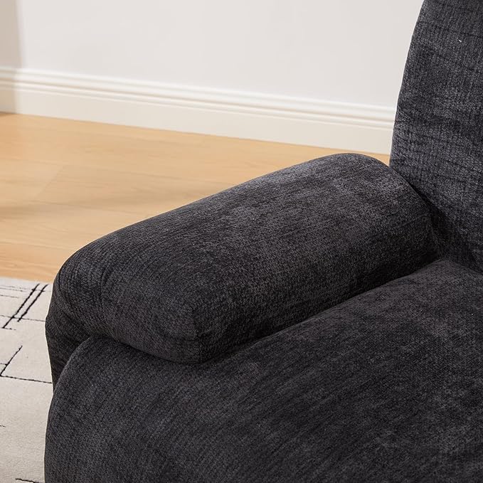 Chenille Oversized Armchair 42 Wide Upholstered Accent Chairs with Ergonomic Design Lazy Comfy Reading Lounge Chair with Deep Seats for Living Room Bedroom Dorms (Black)